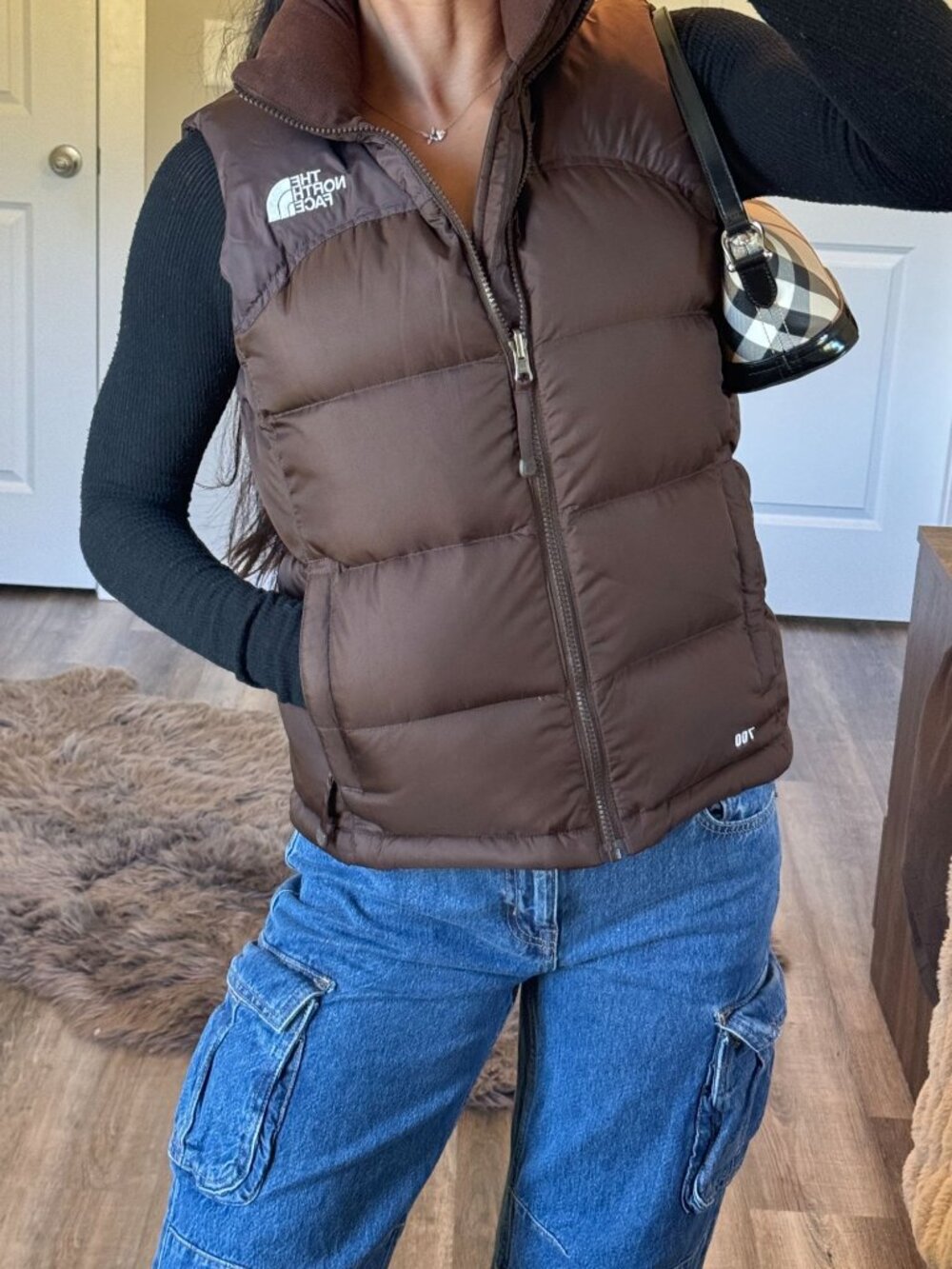 The North Face 1996 Retro Nuptse 700 Goose Down Puffer Vest Womens S Brown - Picture 1 of 13